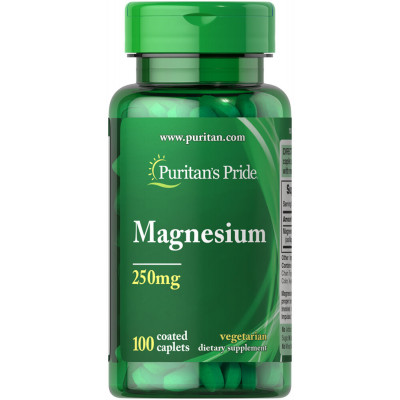 Магній, Magnesium, Puritan's Pride, 250 мг, 100 капсул