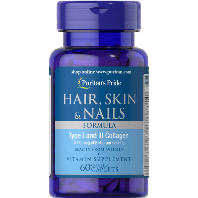 Формула для волосся, шкіри, нігтів, Hair Skin Nails Formula, Puritan's Pride, 60 каплет