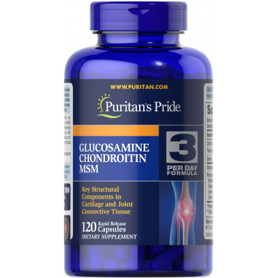 Глюкозамін хондроїтин і МСМ, Glucosamine, Chondroitin MSM, Puritan's Pride, подвійна сила, 120 капсул