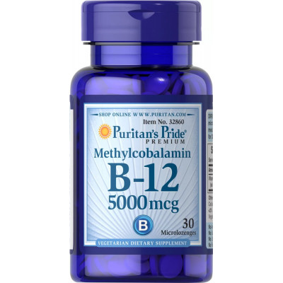 Вітамін В12 (метилкобаламін), Methylcobalamin Vitamin B-12, Puritan's Pride, 5000 мкг, 30 мінільодяників