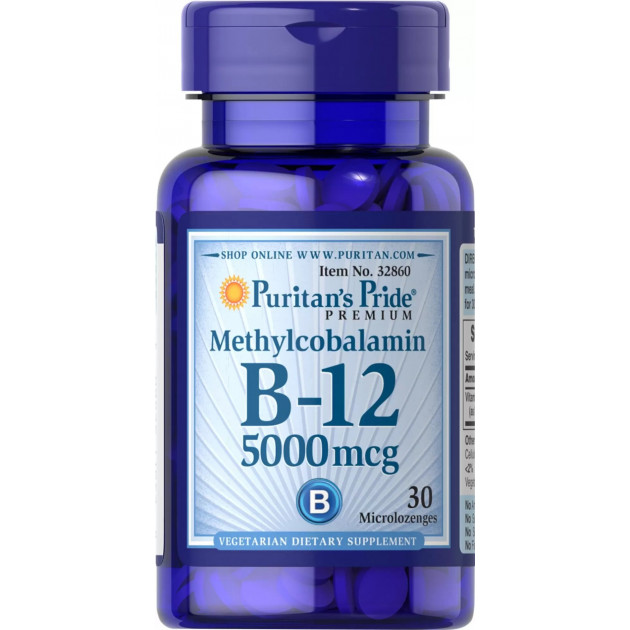 Вітамін В12 (метилкобаламін), Methylcobalamin Vitamin B-12, Puritan's Pride, 5000 мкг, 30 мінільодяників