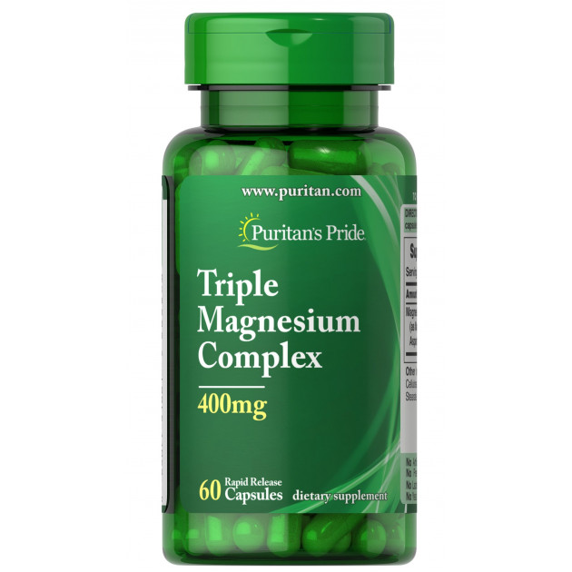 Магній, потрійний комплекс, Triple Magnesium Complex, Puritan's Pride, 400 мг, 60 капсул швидкого вивільнення