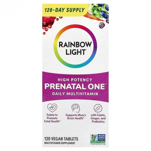 Мультивітаміни для вагітних, Prenatal One, Rainbow Light, щоденні, висококонцентровані, 120 веганських таблеток