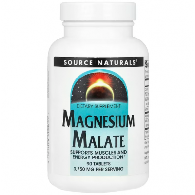 Магній малат, Magnesium Malate, Source Naturals, 3750 мг, 90 таблеток (1250 мг в 1 таблетці)