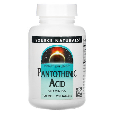 Пантотенова кислота, Pantothenic Acid, Source Naturals, 100 мг, 250 таблеток