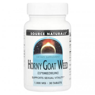 Підтримка сексуального здоров'я (горянка), Horny Goat Weed (Epimedium), Source Naturals, 1000 мг, 30 таблеток