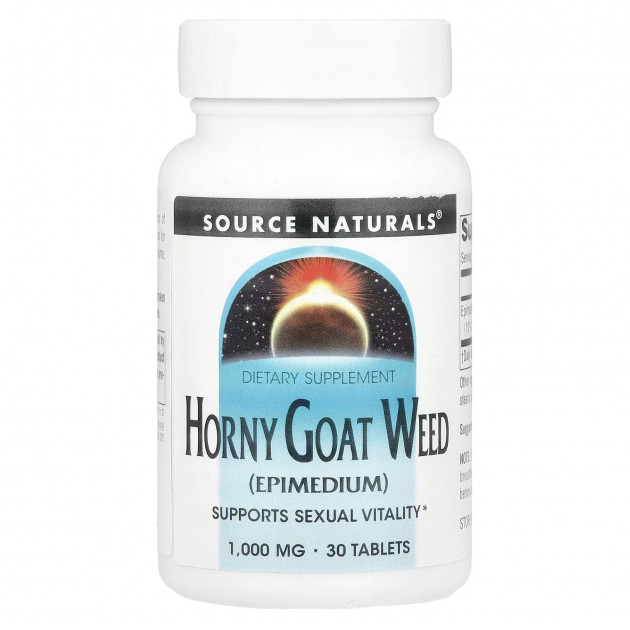 Підтримка сексуального здоров'я (горянка), Horny Goat Weed (Epimedium), Source Naturals, 1000 мг, 30 таблеток