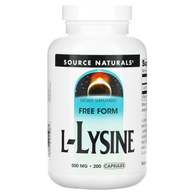 Лізин, L-Lysine, Source Naturals, 500 мг, 200 капсул