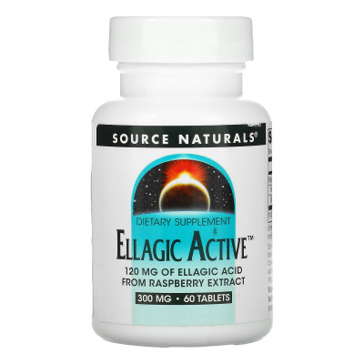 Листя малини, Ellagic, Source Naturals, екстракт, 300 мг, 60 таб.