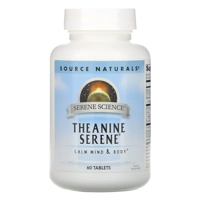 Теанін, спокій, Theanine Serene, Source Naturals, 60 таблеток
