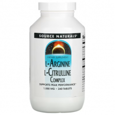 Аргінін, цитрулін (амінокислоти), L-Arginine L-Citrulline, Source Naturals, комплекс, 1000 мг, 240 таблеток