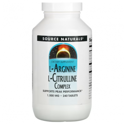 Аргінін, цитрулін (амінокислоти), L-Arginine L-Citrulline, Source Naturals, комплекс, 1000 мг, 240 таблеток