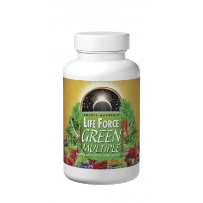 Мультивітаміни, Life Force Green Multiple, Source Naturals, активатор енергії із суперпродуктами, 45 таблеток