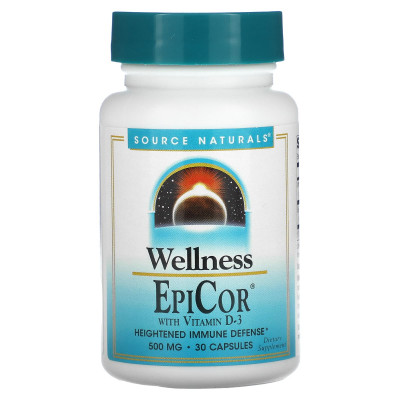 Епікор + вітамін D3, EpiCor, Source Naturals, 500 мг, 30 капсул