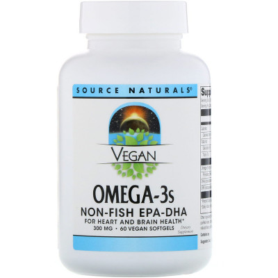 Омега-3, Omega-3S EPA-DHA, Source Naturals, для веганів, 300 мг, 60 кап.