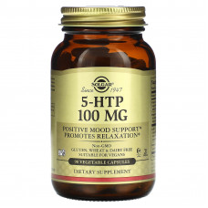 5-НТР, 5-гідрокси L-триптофан, 5-HTP, Solgar, 100 мг, 90 вегетаріанських капсул