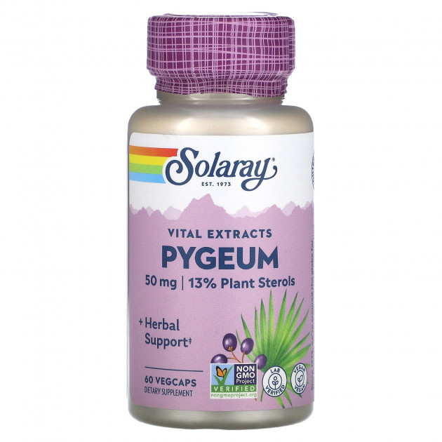 Піджеум (африканська слива), Pygeum Africanum, Solaray, екстракт, 50 мг, 60 капсул