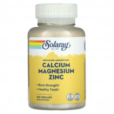 Кальцій, магній і цинк, Calcium, Magnesium, Zinc, Solaray, 100 вегетаріанських капсул