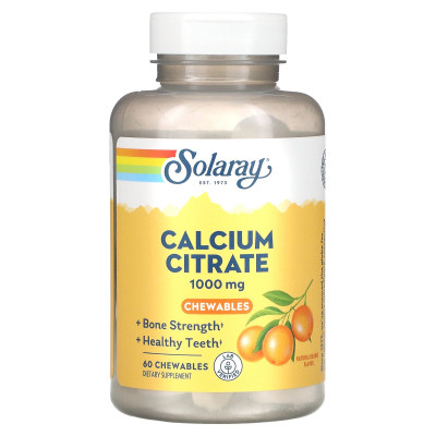 Цитрат кальцію, Calcium Citrate, Solaray, 1000 мг, смак апельсина, 60 жувальних таблеток