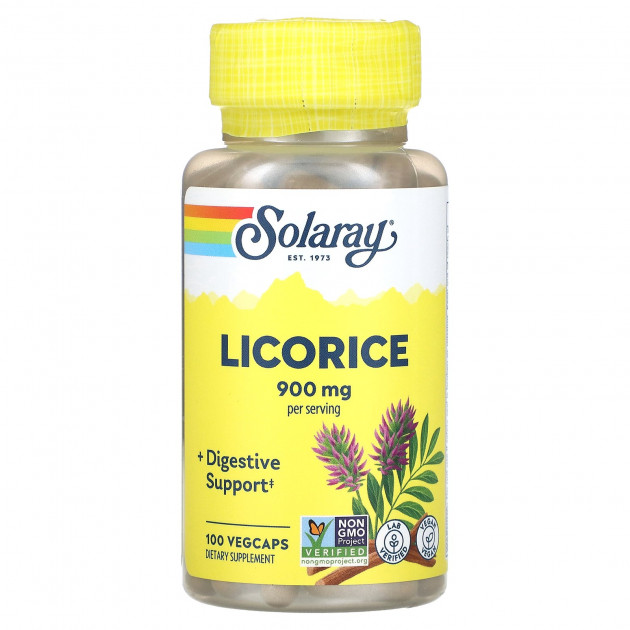 Корінь солодки, Organically Grown Licorice, Solaray, 450 мг, 100 капсул
