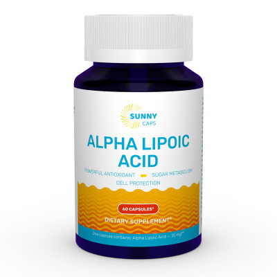 Альфа-ліпоєва кислота, Alpha-Lipoic Acid Powerfull, Sunny Caps, 60 капсул
