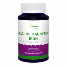 Кальцій, магній, залізо, Calcium, Magnesium and Iron Powerfull, Sunny Caps, 100 капсул