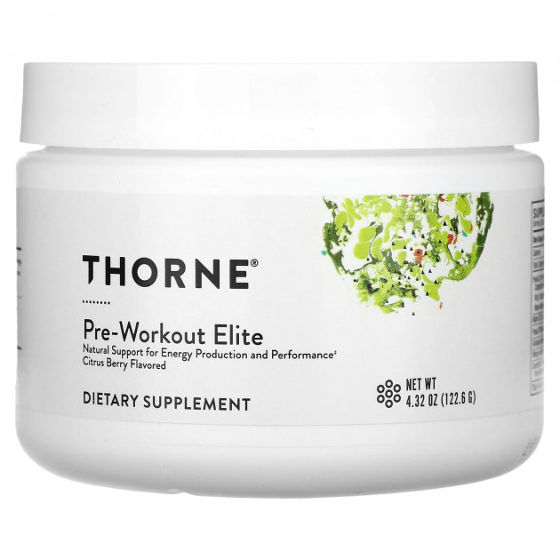Передтренувальний комплекс, Pre-Workout Elite, Thorne, цитрус та ягоди, 122,6 г