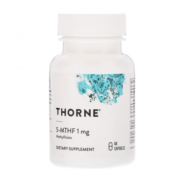 Метилфолат, 5-MTHF, Thorne, 1 мг, 60 капсул