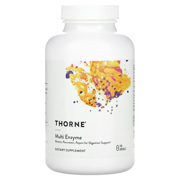 Травні ферменти (бетаїн/пепсин/панкреатин), Multi Enzyme, Thorne, 180 капсул