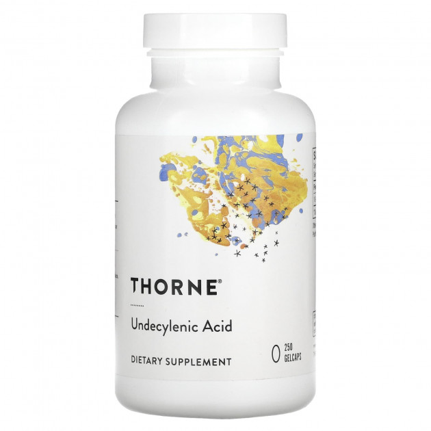 Ундециленова кислота, Undecylenic Acid, Thorne, 250 гелевих капсул (50 мг на гелеву капсулу)