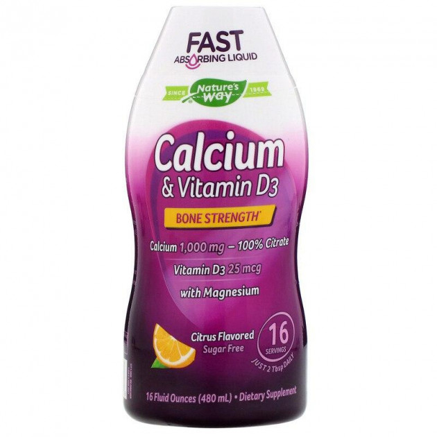 Кальцій і вітамін D3, Calcium & Vitamin D3, Nature's Way, цитрус, 480 мл