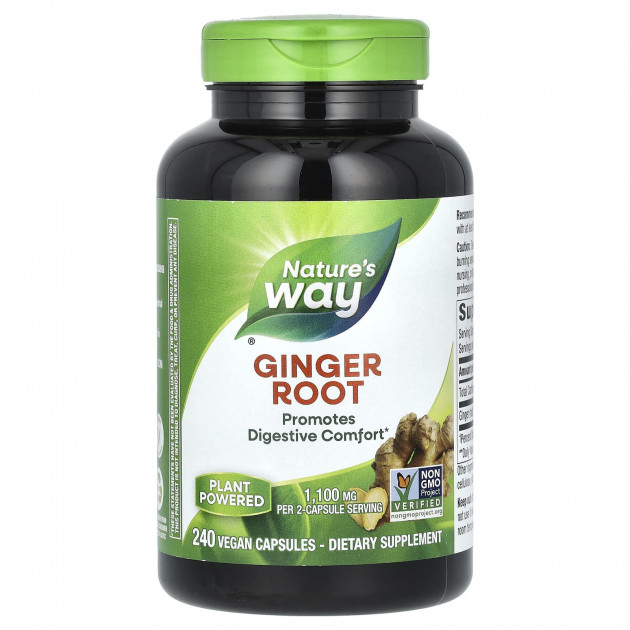 Корінь імбиру (Ginger Root), Nature's Way, 1100 мг, 240 веганських капсул (550 мг на капсулу)