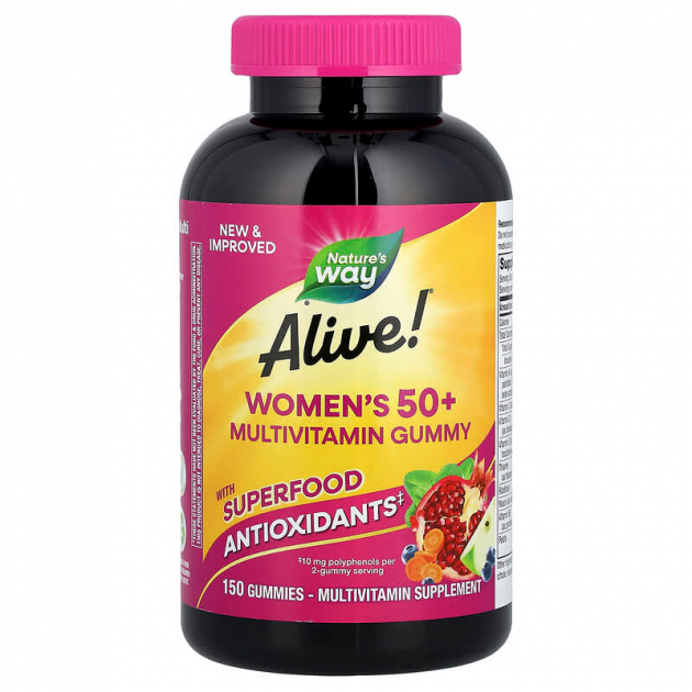 Мультивітаміни для жінок віком від 50 років, Women's 50+ Gummy, Nature's Way, Alive!, суміш ягід, 150 жувальних таблеток