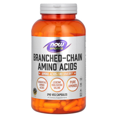 BCAA амінокислоти з розгалуженим ланцюгом, Amino Acids, Now Foods, Sports, 240 капсул
