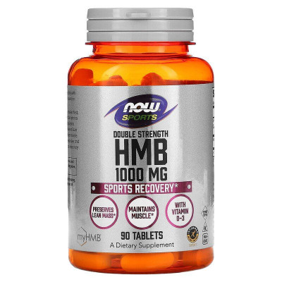 Гідроксиметилбутират ГМБ, HMB, Now Foods, подвійна сила, 1000 мг, 90 таблеток