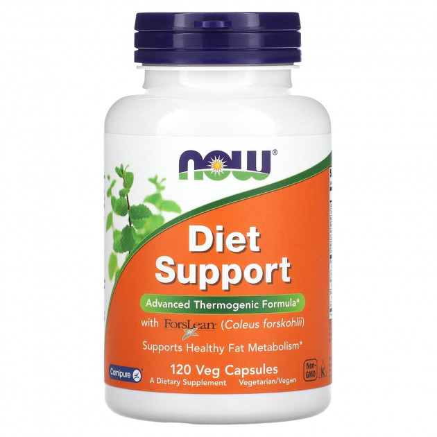 Підтримка здорового метаболізму жирів, Diet Support, Now Foods, термогенна формула, 120 вегетаріанських капсул