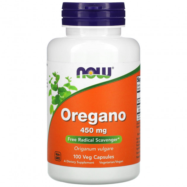 Орегано, Oregano, Now Foods, 450 мг, 100 вегетаріанських капсул