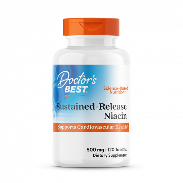 Вітамін В3 (ніацин), Niacin, Doctor's Best, 500 мг, 120 таблеток поступового вивільнення