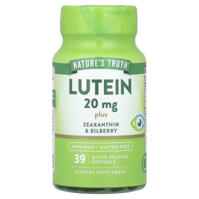 Лютеїн плюс зеаксантин та чорниця, Lutein, Nature's Truth, 39 гелевих капсул швидкого вивільнення