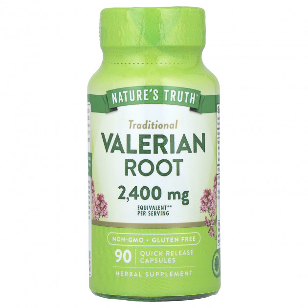 Валеріана, Valerian Root, Nature's Truth, корінь, 2400 мг, 90 капсул швидкого вивільнення (1200 мг на капсулу)