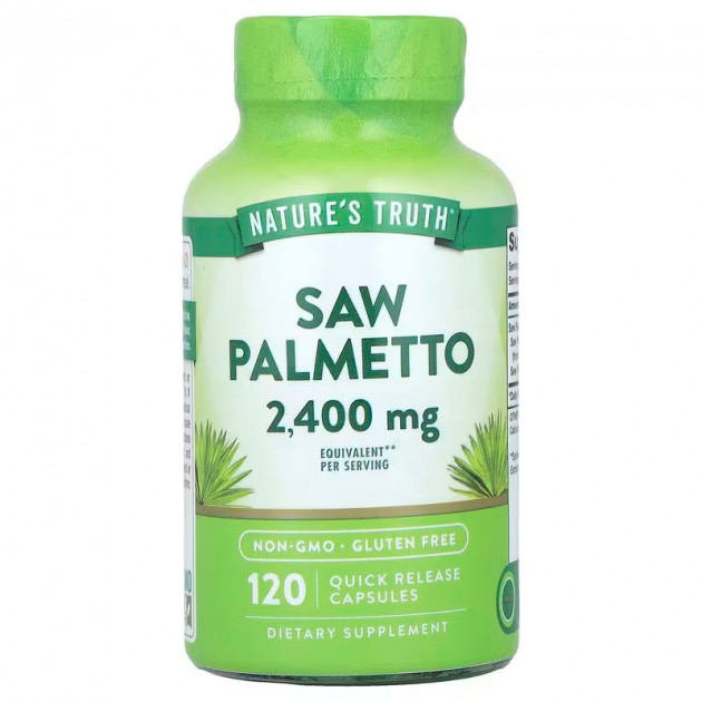 Со Пальметто, Saw Palmeto, Nature's Truth, 2400 мг, 120 капсул швидкого вивільнення (1200 мг на капсулу)