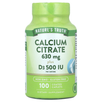 Кальцій цитрат плюс D3, Calcium Citrate Plus D3, Nature's Truth, 100 каплет