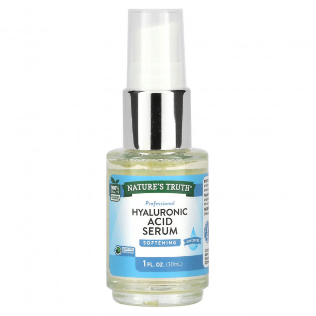 Сироватка для обличчя з гіалуроновою кислотою, Hyaluronic Acid Serum, Nature's Truth, без запаху, 30 мл