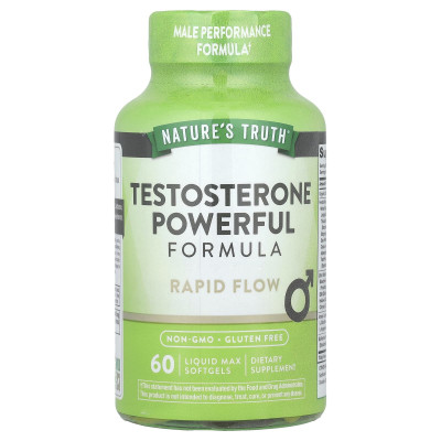 Підвищення рівня тестостерону, Testosterone Powerful Formula, Nature's Truth, потужна формула, 60 гелевих капсул