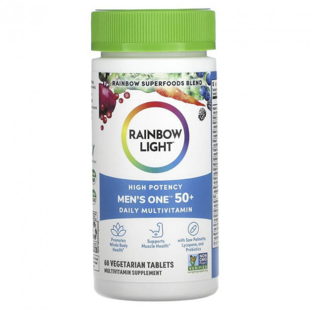 Мультивітаміни для чоловіків 50+, Men's One 50+, Rainbow Light, щоденні, висока потенція, 60 вегетаріанських пігулок