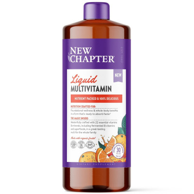 Мультивітаміни для всієї родини, Vegan Liquid Multivitamin for Whole Family, New Chapter, рідкі, веган, апельсин-манго, 887 мл