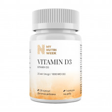 Вітамін D3, Vitamin D3, My Nutri Week, 25 мкг (1000 МО), 120 капсул