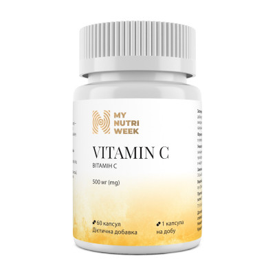 Вітамін С, Vitamin C, My Nutri Week, 500 мг, 60 капсул