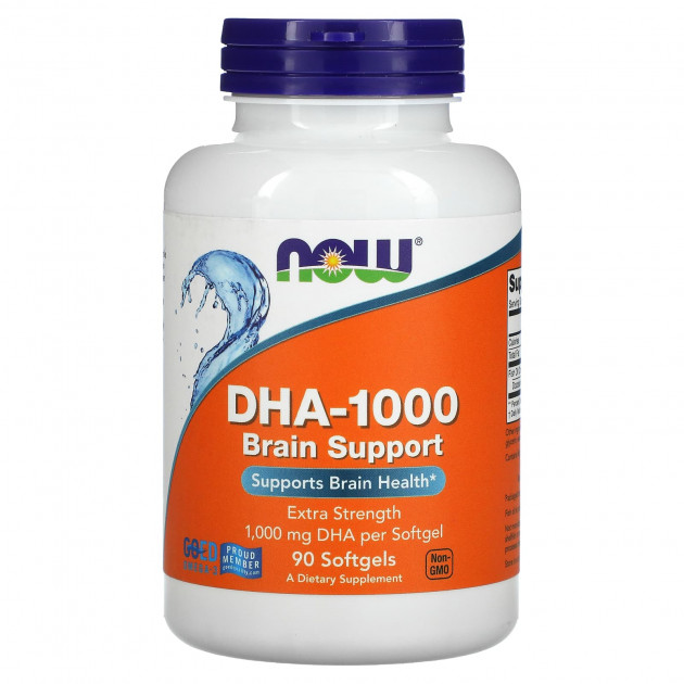 ДГК для покращення роботи мозку, DHA-1000, Now Foods, 1000 мг, 90 гелевих капсул