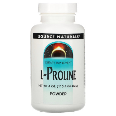 Пролін, L-Proline Powder, Source Naturals, порошок, 113,4 г